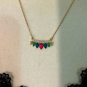 Color Crystal Stones Necklace 14 Karat Gold Filled